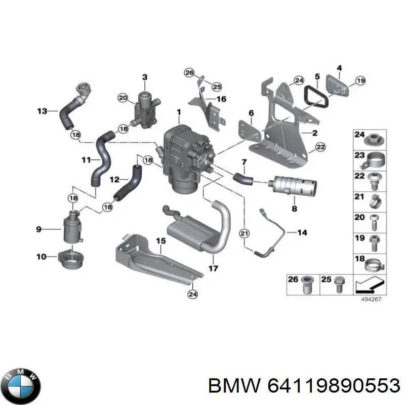 Регулюючий клапан охолоджувальної рідини BMW 64119890553 ціна, від 49.37 USD