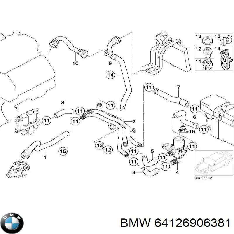 64126906381 BMW Кран пічки (обігрівача)