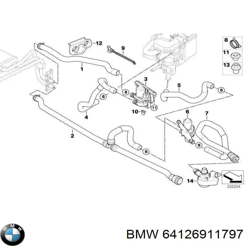 64126911797 BMW Кран пічки (обігрівача)