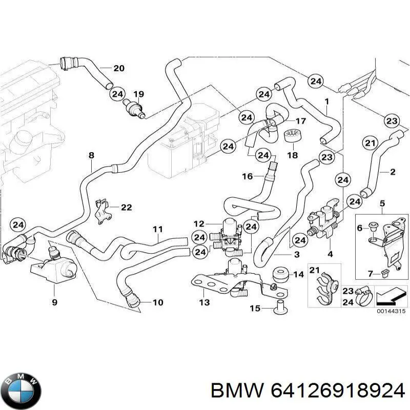 Кран системи опалення BMW 64126918924 ціна, від 351.05 USD