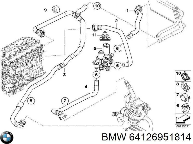 Кран системи опалення BMW 64126951814 ціна, від 459.04 USD