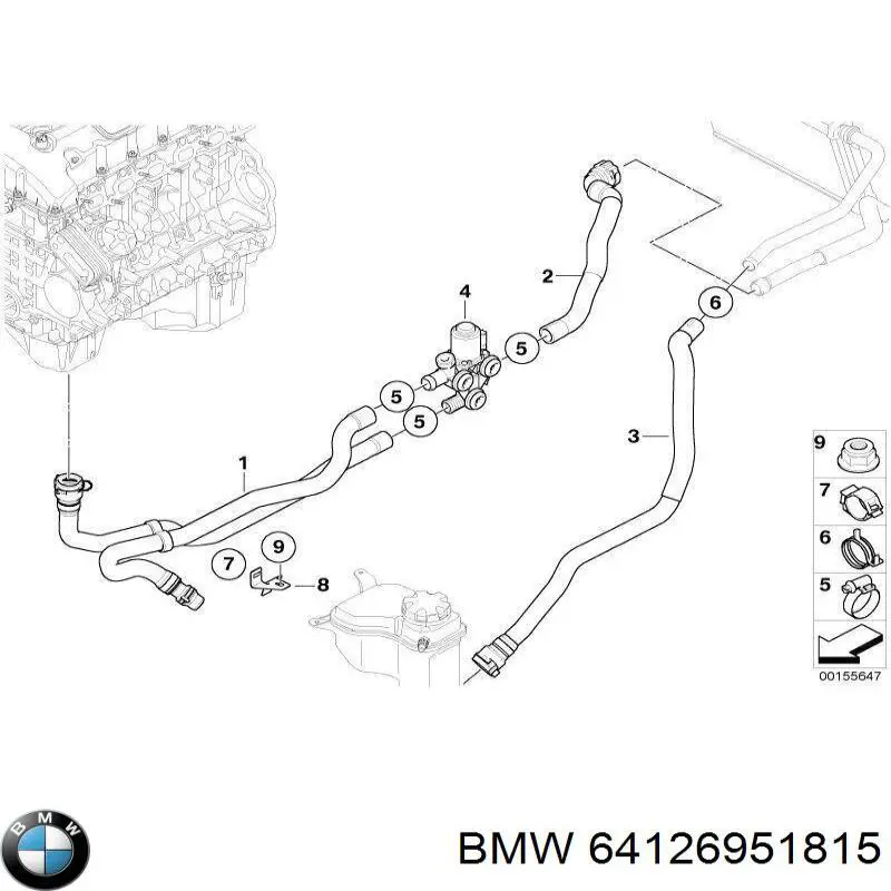 Кран пічки (обігрівача) на BMW 3  E90