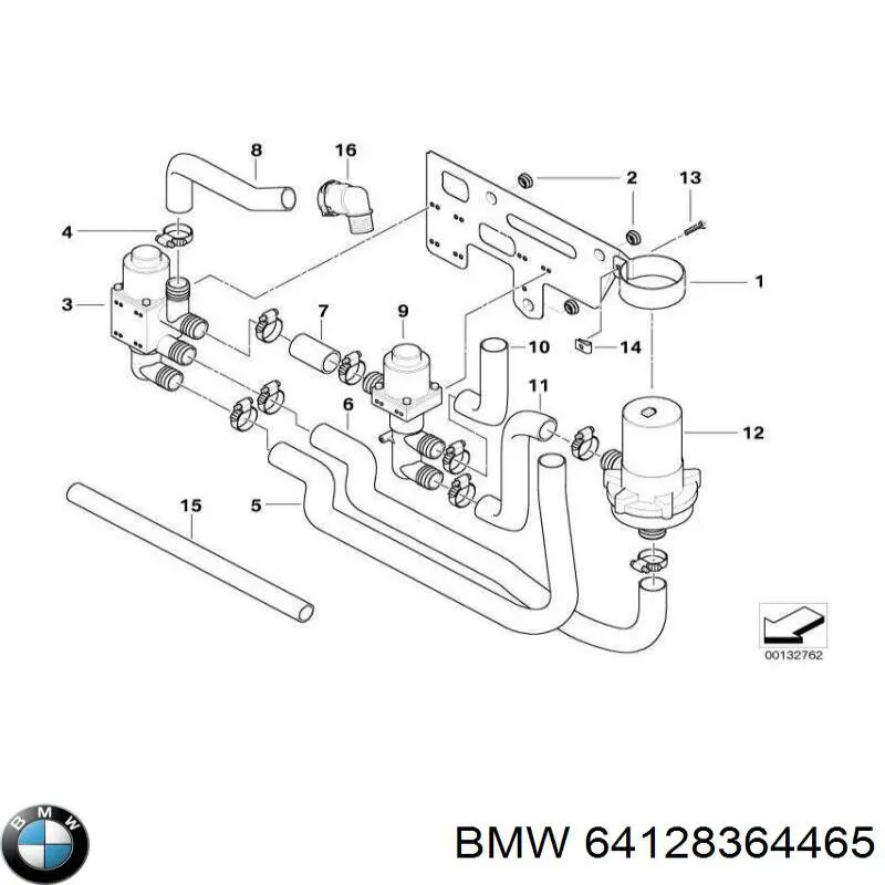 Шланг радіатора опалювача/пічки, обратка BMW 64128364465 ціна, від 51.49 USD