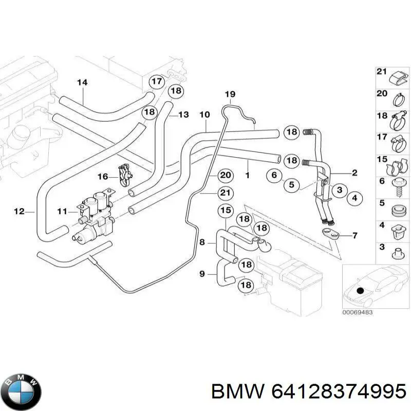 Кран пічки 64128374995 BMW