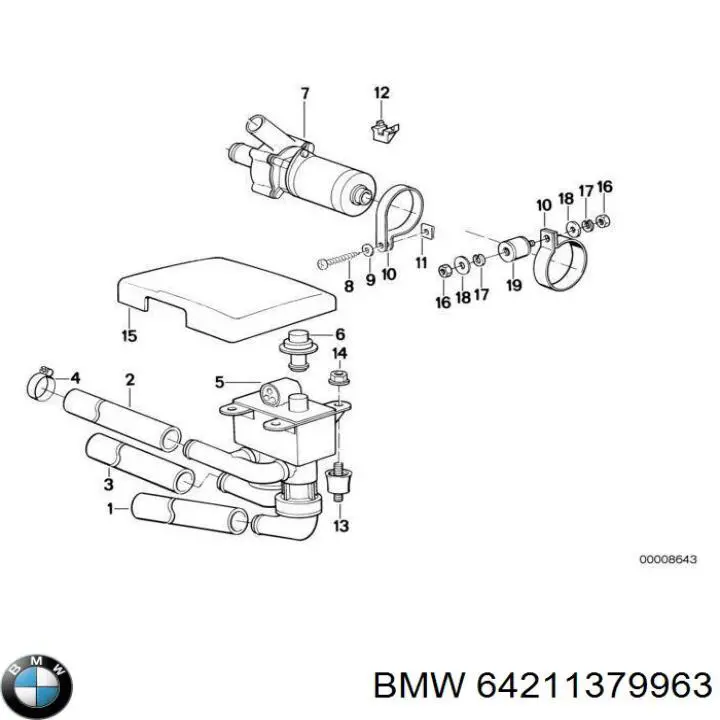 64211379963 BMW Шланг радіатора опалювача/грубки, подача