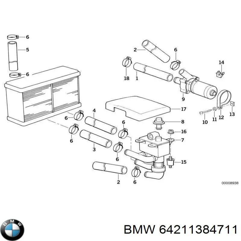 Шланг/патрубок радіатора охолодження, нижній BMW 64211384711 ціна, від 7.62 USD