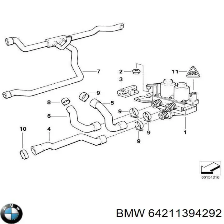 64211394292 BMW шланг/патрубок системи охолодження