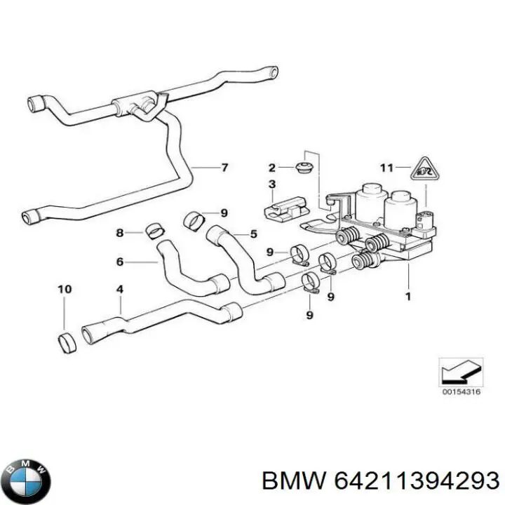 Купити 64211394293 BMW Трубопроводи і шланги системи охолодження