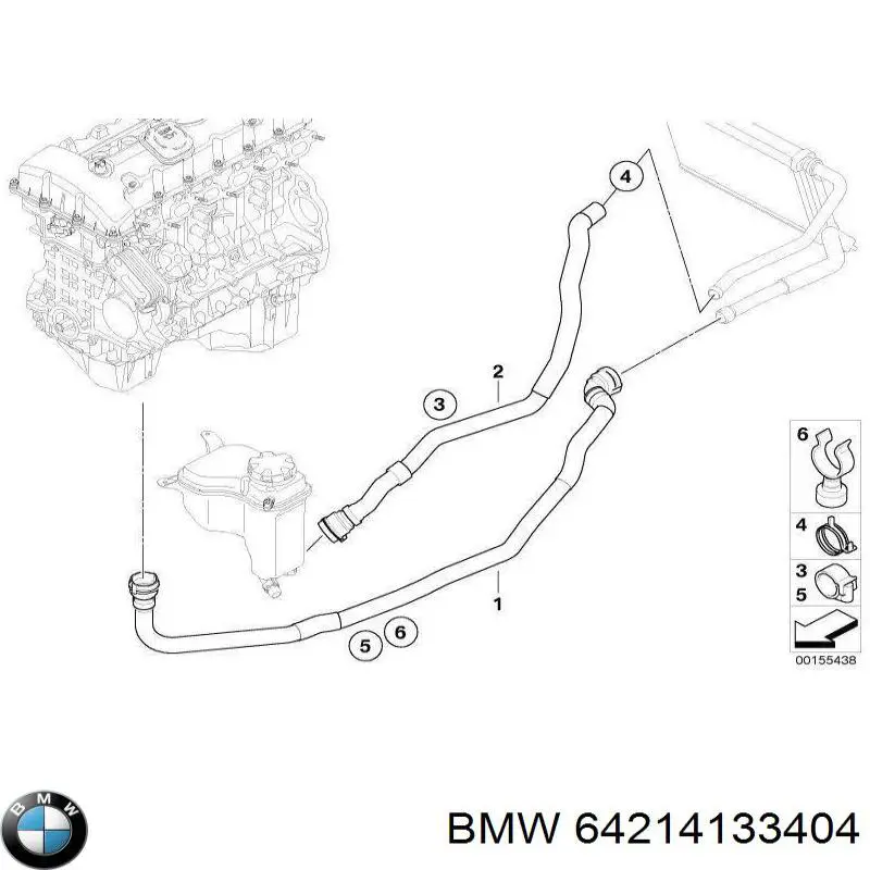 64214133404 BMW Шланг/патрубок радіатора охолодження, нижній