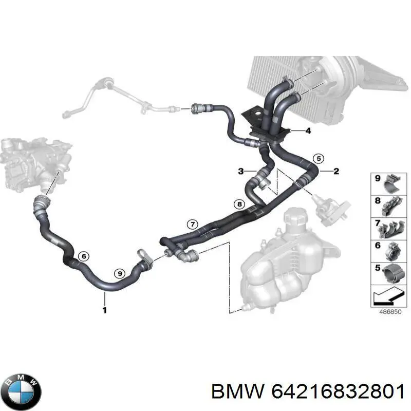 64216832801 BMW Шланг радіатора опалювача/пічки, подача