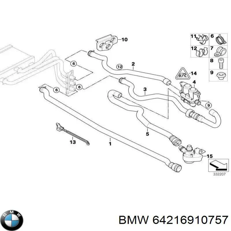Шланг/патрубок радіатора охолодження, верхній BMW 64216910757 ціна, від 6.33 USD