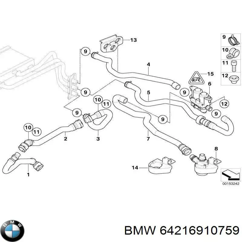 Купити 64216910759 BMW Шланг/патрубок радіатора охолодження, нижній