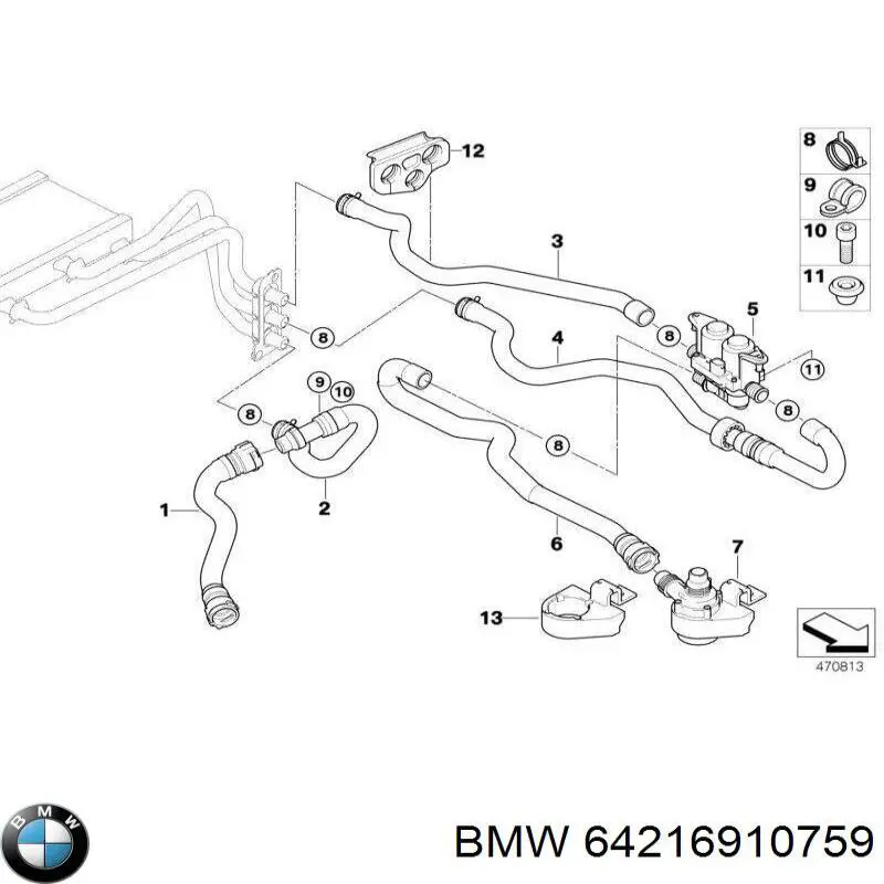 64216910759 BMW Шланг/патрубок радіатора охолодження, нижній