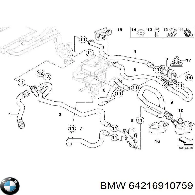 Шланг/патрубок радіатора охолодження, нижній BMW 64216910759 ціна, від 27.46 USD