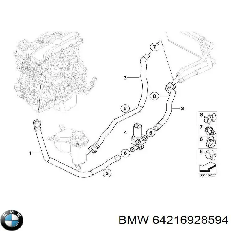 Шланг/патрубок радіатора охолодження, нижній BMW 64216928594 ціна, від 48.40 USD