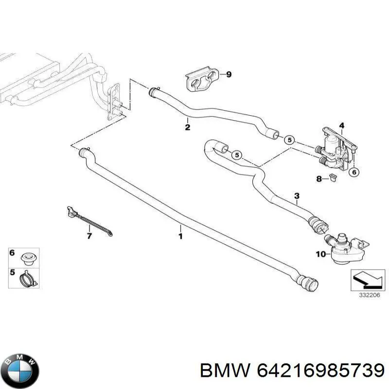Патрубок термостата 64216985739 BMW