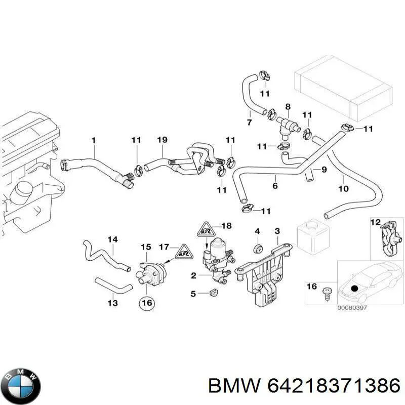 Шланг/патрубок системи охолодження BMW 64218371386 ціна, від 21.42 USD