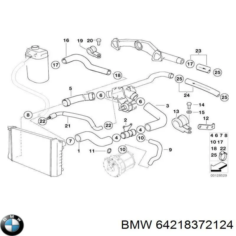 64218372124 BMW Шланг/патрубок радіатора охолодження, нижній