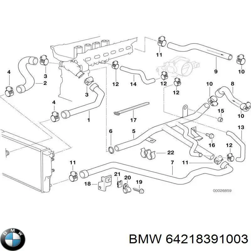 64218391003 BMW шланг/патрубок системи охолодження