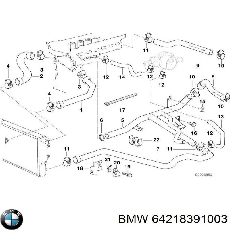 64218391003 BMW Шланг термостата