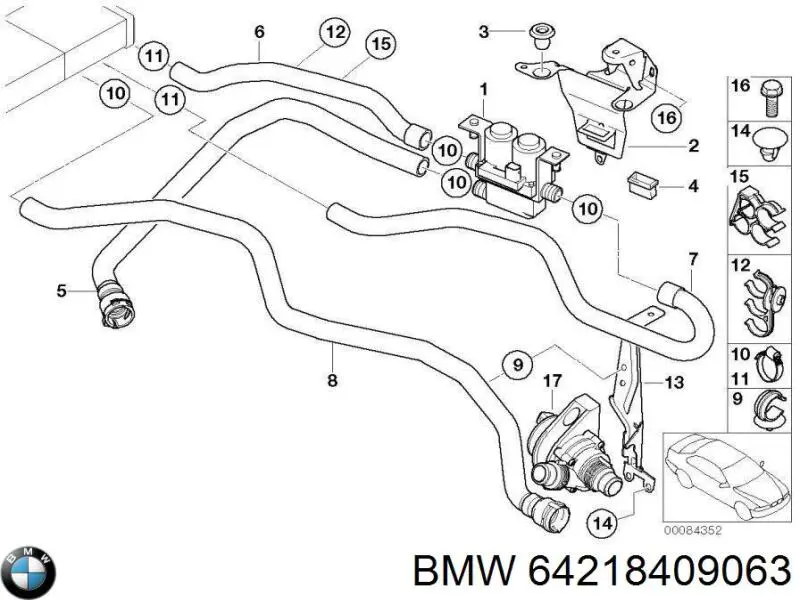 Купити 64218409063 BMW Шланг радіатора опалювача/пічки, подача