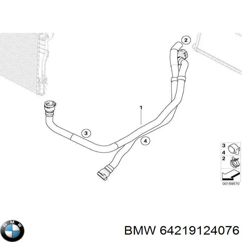 Шланг/патрубок радіатора охолодження, верхній BMW 64219124076 ціна, від 27.87 USD