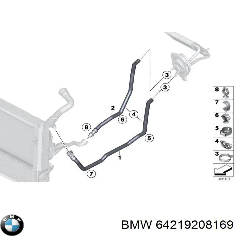 Шланг радіатора опалювача/пічки, подача BMW 64219208169 ціна, від 6.33 USD