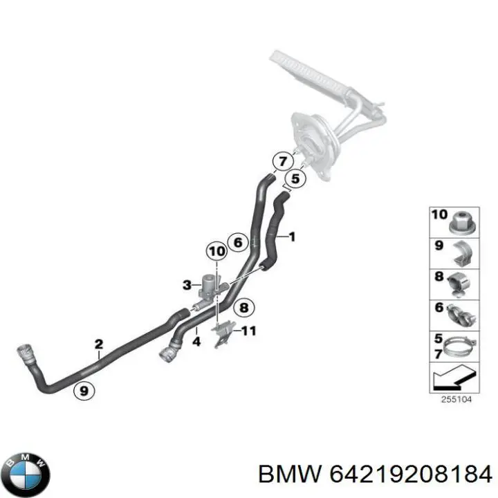 Шланг радіатора опалювача/пічки, обратка BMW 64219208184 ціна, від 6.20 USD