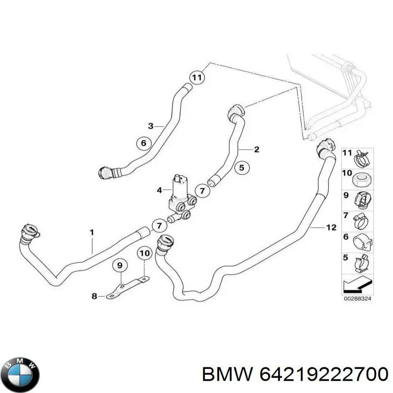 64219222700 BMW Шланг радіатора опалювача/грубки, подача