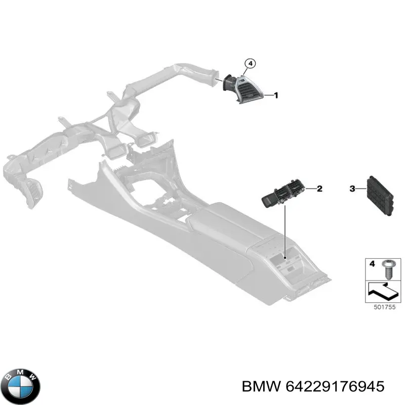 Решітка вентиляційна задня BMW 9176945 ціна, від 6.33 USD