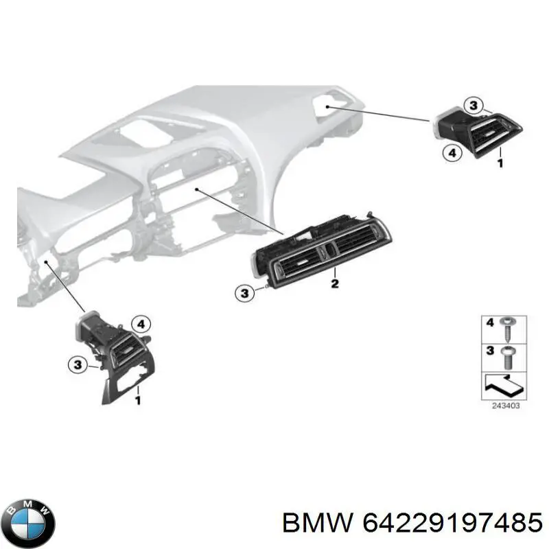 Решітка повітроводу права BMW 64229197485 ціна, від 103.78 USD
