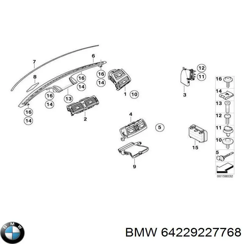 Решітка повітроводу права BMW 64229227768 ціна, від 12.56 USD
