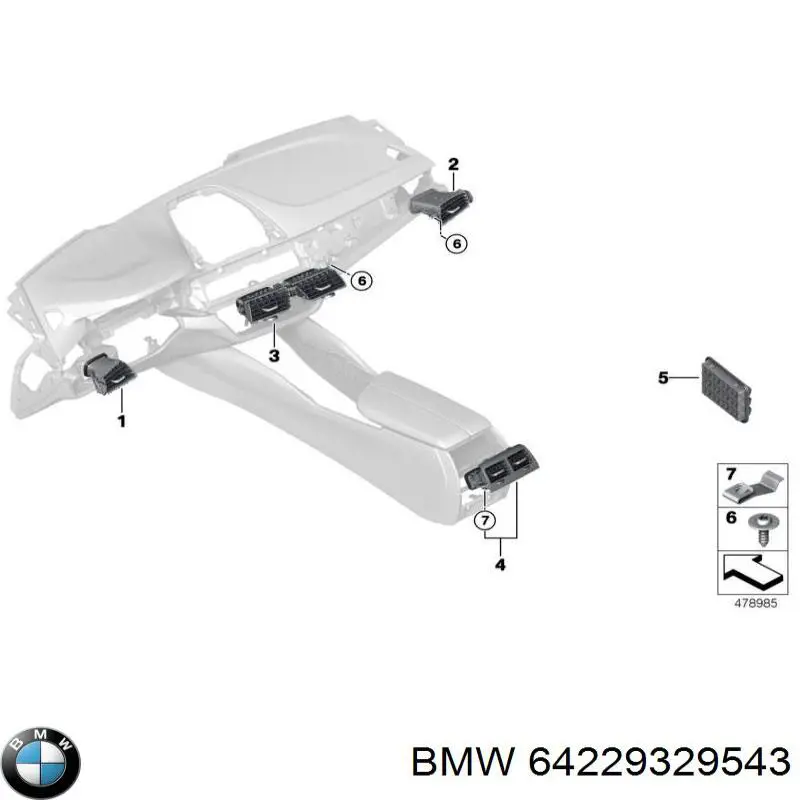 Купити 64229329543 BMW Решітка повітропровода ліва