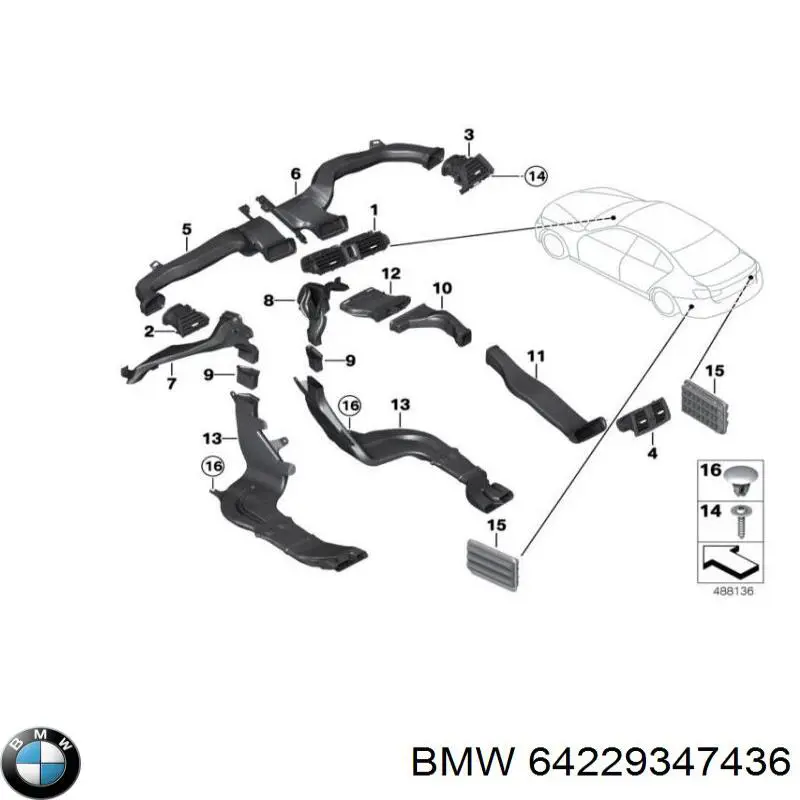 Купити 9347436 BMW Решітка вентиляції салону на "торпедо"