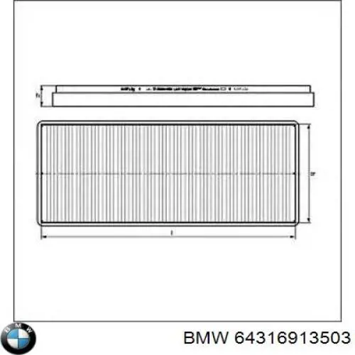 Фільтр повітряний обігрівача BMW 64316913503 ціна, від 9.00 USD