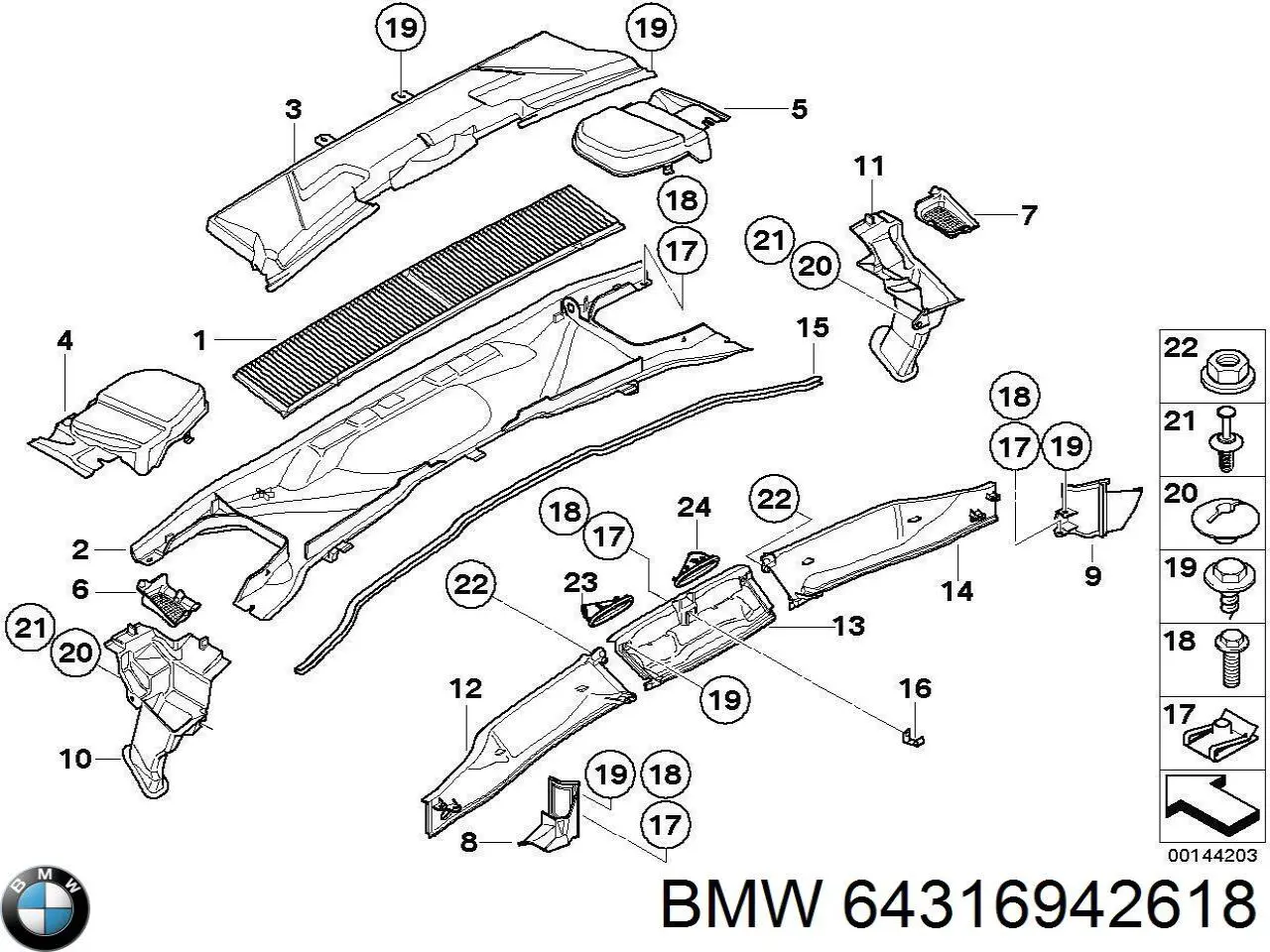 Решітка водостоку лобового скла ліва/права на BMW X1 (E84)