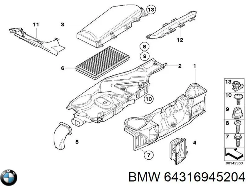 Фільтр повітряний обігрівача BMW 64316945204 ціна, від 9.00 USD