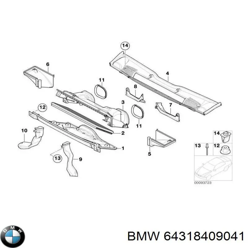 64318409041 BMW Пластик під лобове скло