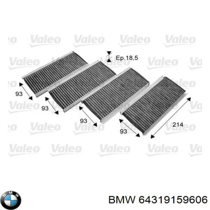 Купити 64319159606 BMW Фільтр салону вугільний