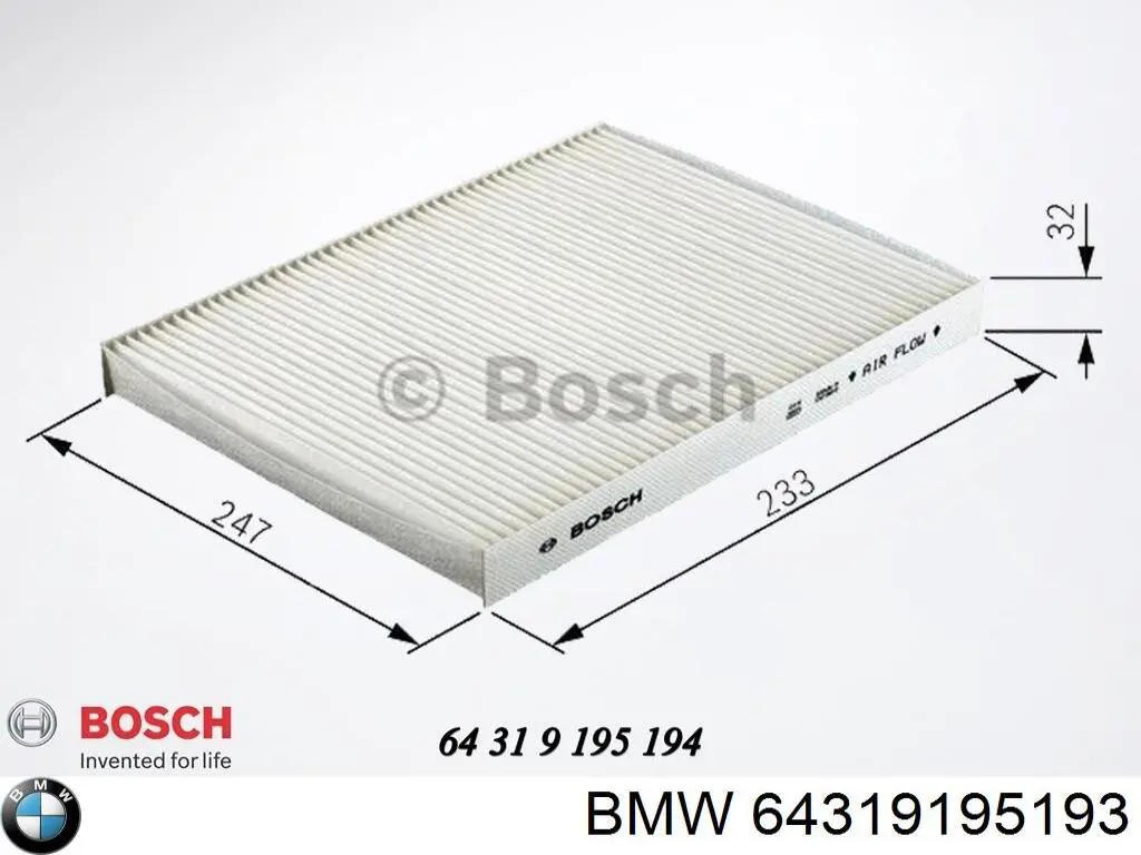 64319195193 BMW Внутрішньосалонний фільтр