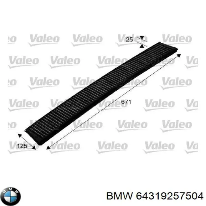 Купити 64319257504 BMW Фільтр салону вугільний