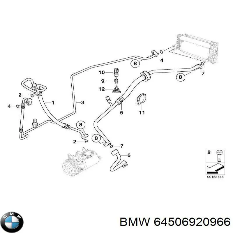 Купити 64506920966 BMW Шланг кондиціонера, від випарника до компресора