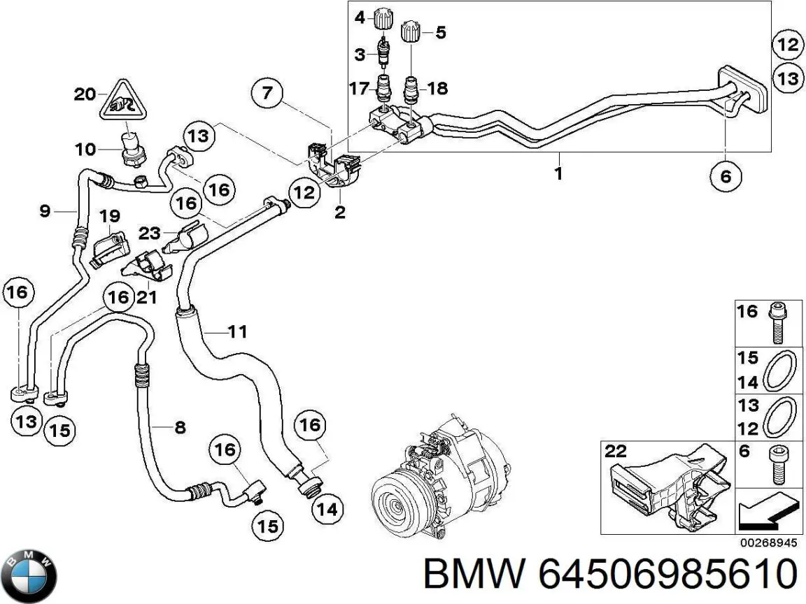 Шланг кондиціонера, від випарника до компресора BMW 64506985610 ціна, від 35.24 USD