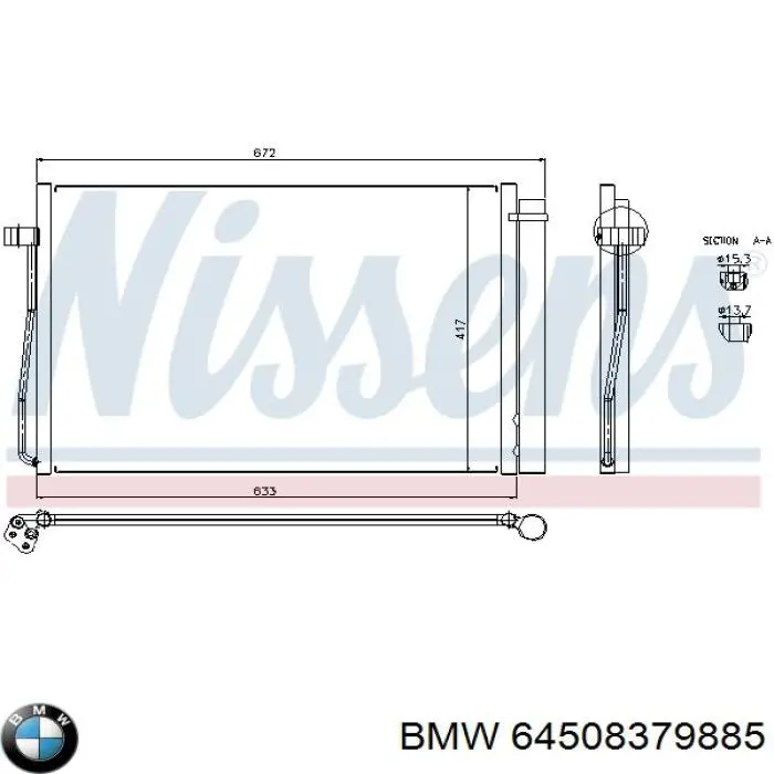 Радіатор кондиціонера 64508379885 BMW