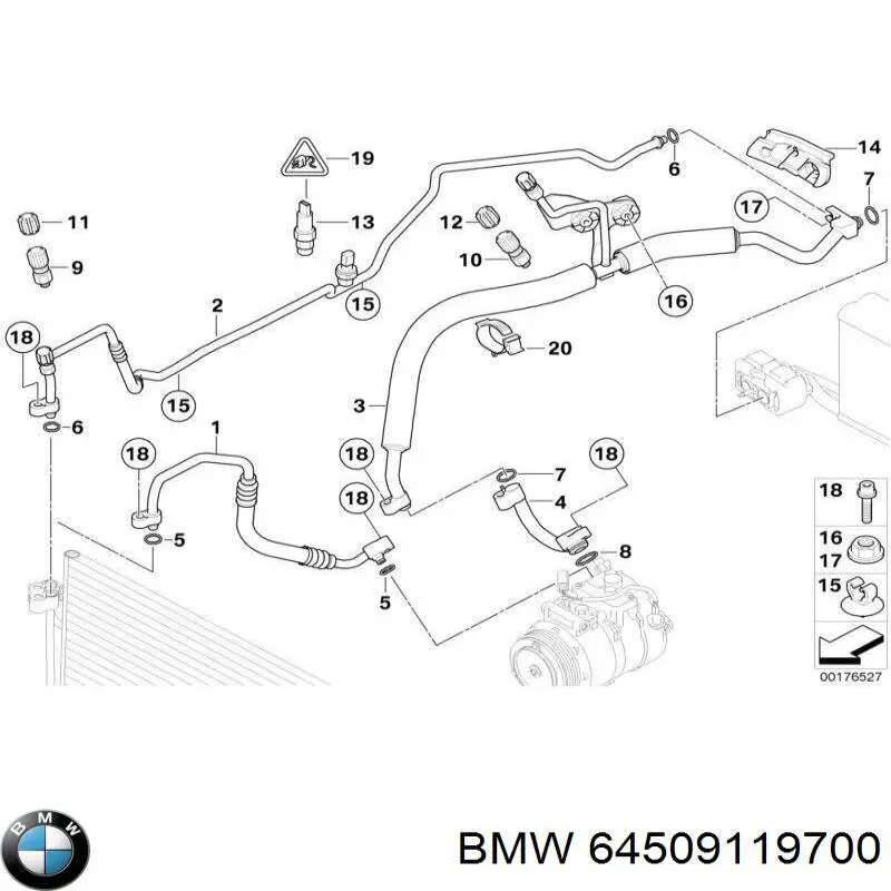 64509119700 BMW Шланг кондиціонера, від компресора до радіатора