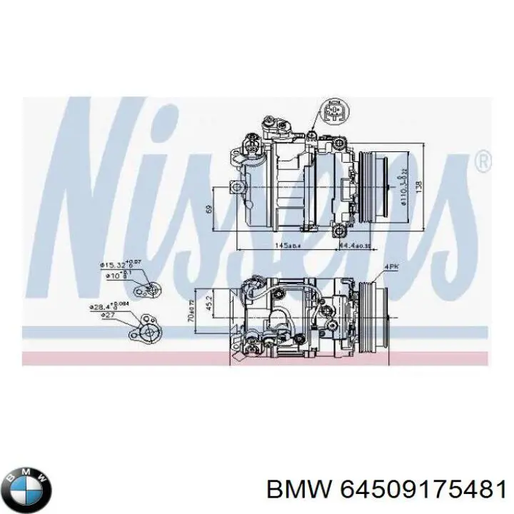 Компресор кондиціонера 64509175481 BMW