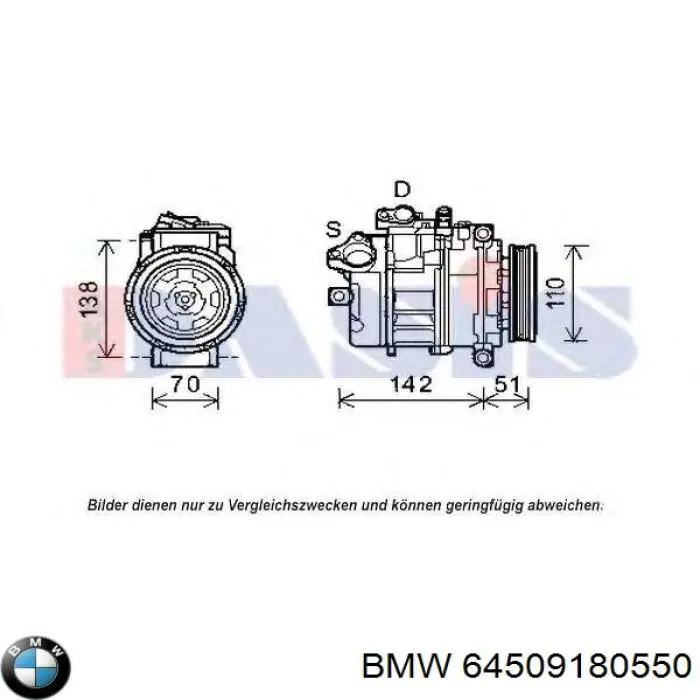 Компресор системи кондиціювання BMW 64509180550 ціна, від 248.92 USD