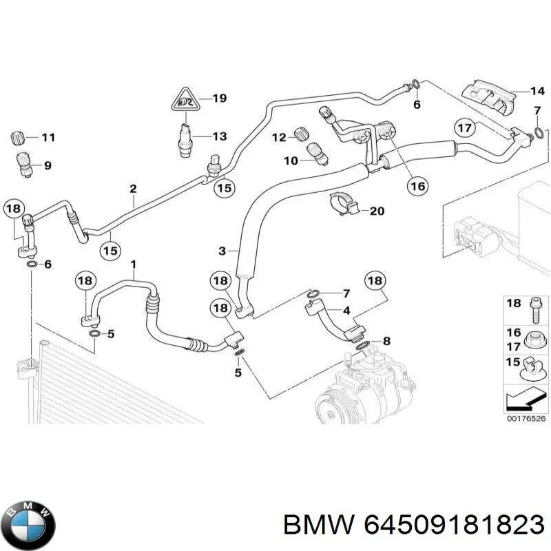 64509181823 BMW Шланг ГПК, низького тиску, від бачка до насоса