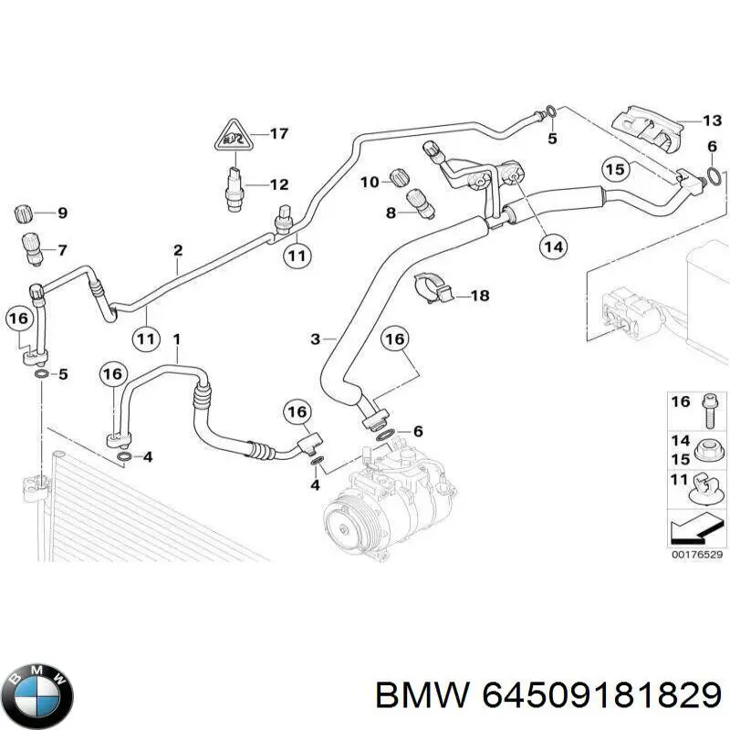 64509181829 BMW Шланг ГПК, низького тиску, від бачка до насоса
