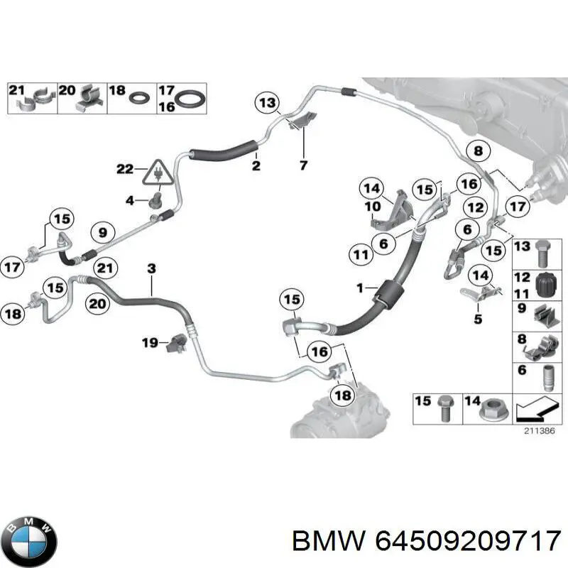 Купити 64509209717 BMW Шланг кондиціонера, від випарника до компресора